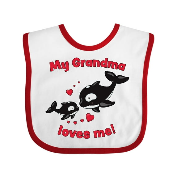 Inktastic My Grandma Loves Me Orca Family Boys or Girls Baby Bib