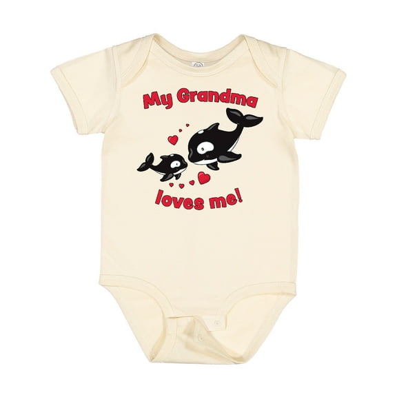 Inktastic My Grandma Loves Me Orca Family Boys or Girls Baby Bodysuit