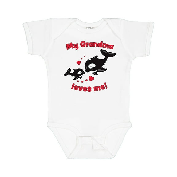 Inktastic My Grandma Loves Me Orca Family Boys or Girls Baby Bodysuit