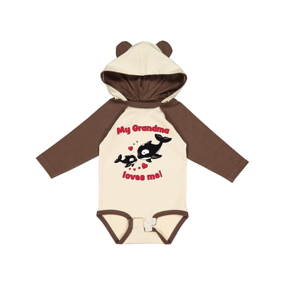 Inktastic My Grandma Loves Me Orca Family Boys or Girls Long Sleeve Baby Bodysuit