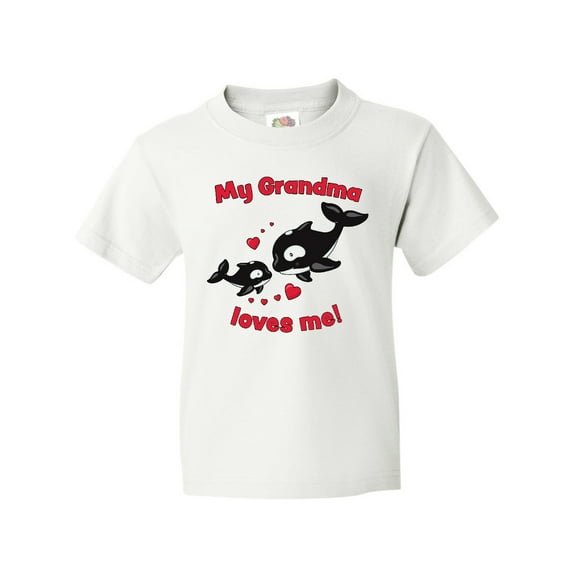 Inktastic My Grandma Loves Me Orca Family Youth T-Shirt