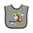 thumbnail image 1 of Inktastic My Grandma Loves Me Owl Boys or Girls Baby Bib, 1 of 4