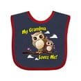 thumbnail image 1 of Inktastic My Grandma Loves Me Owl Boys or Girls Baby Bib, 1 of 4