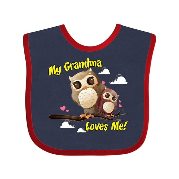 Inktastic My Grandma Loves Me Owl Boys or Girls Baby Bib
