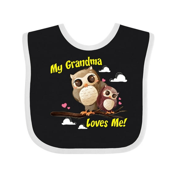 Inktastic My Grandma Loves Me Owl Boys or Girls Baby Bib
