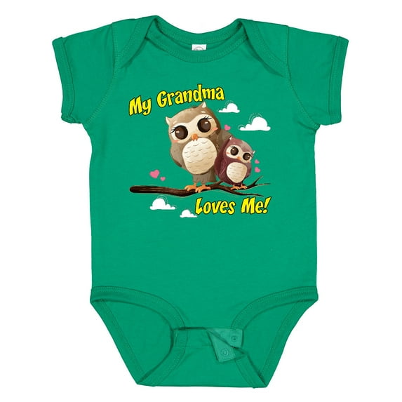Inktastic My Grandma Loves Me Owl Boys or Girls Baby Bodysuit