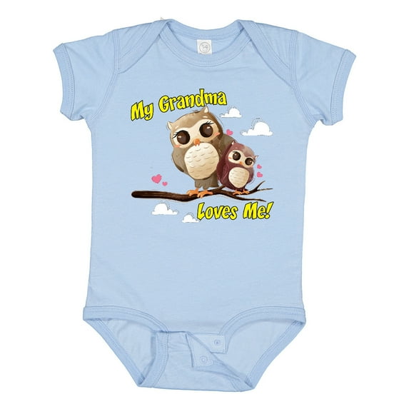 Inktastic My Grandma Loves Me Owl Boys or Girls Baby Bodysuit