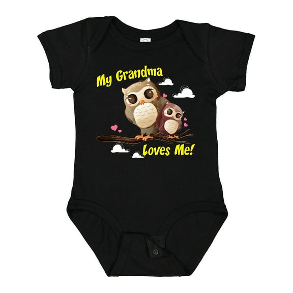 Inktastic My Grandma Loves Me Owl Boys or Girls Baby Bodysuit