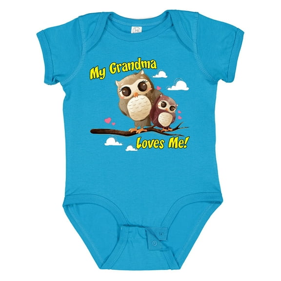 Inktastic My Grandma Loves Me Owl Boys or Girls Baby Bodysuit