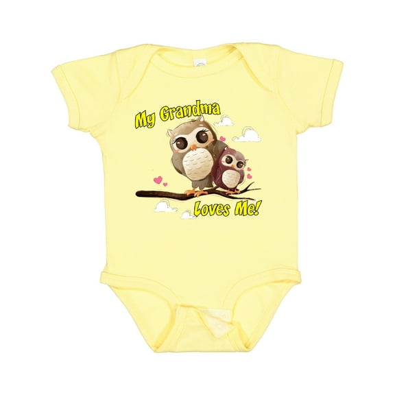 Inktastic My Grandma Loves Me Owl Boys or Girls Baby Bodysuit