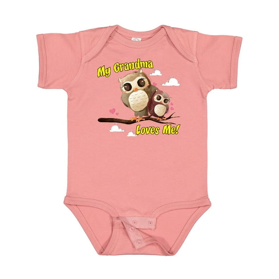 Inktastic My Grandma Loves Me Owl Boys or Girls Baby Bodysuit