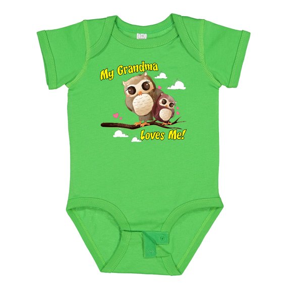 Inktastic My Grandma Loves Me Owl Boys or Girls Baby Bodysuit