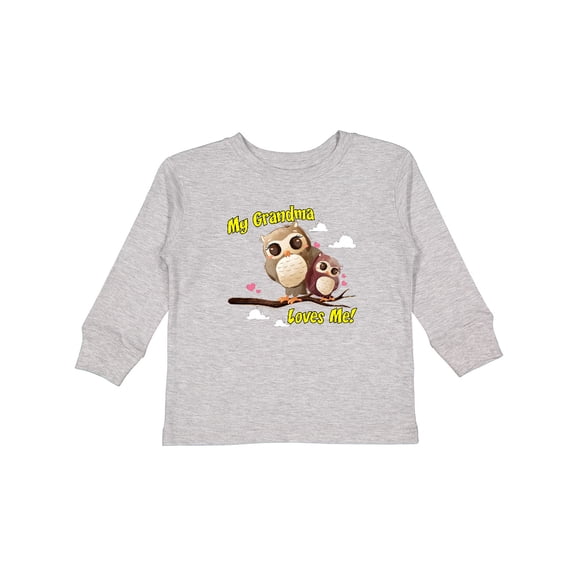 Inktastic My Grandma Loves Me Owl Boys or Girls Long Sleeve Toddler T-Shirt