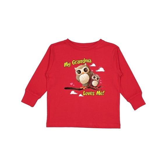 Inktastic My Grandma Loves Me Owl Boys or Girls Long Sleeve Toddler T-Shirt