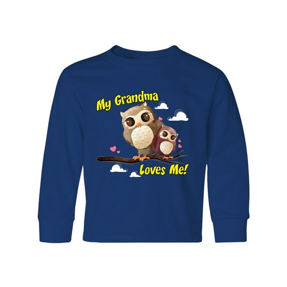 Inktastic My Grandma Loves Me Owl Long Sleeve Youth T-Shirt