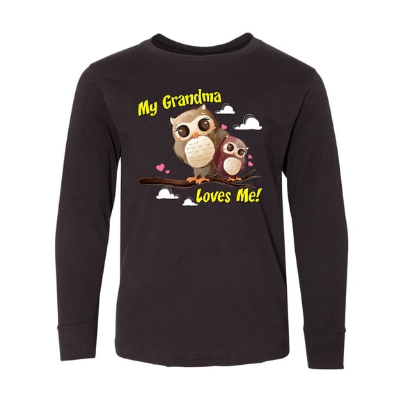 Inktastic My Grandma Loves Me Owl Long Sleeve Youth T-Shirt