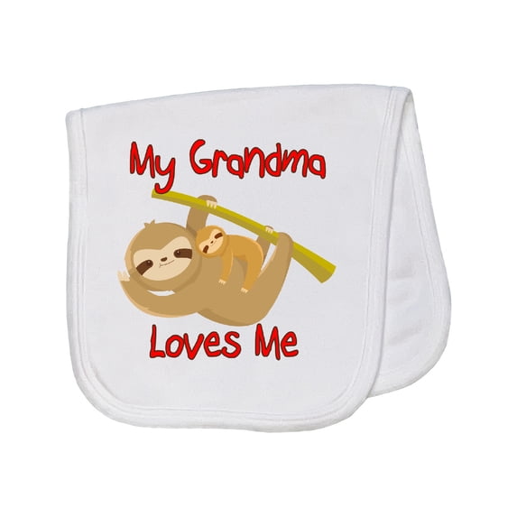 Inktastic My Grandma Loves Me Sloth Baby Burp Cloth