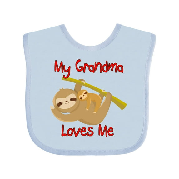 Inktastic My Grandma Loves Me Sloth Boys or Girls Baby Bib