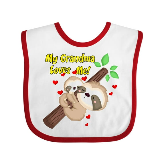Inktastic My Grandma Loves Me Sloth Boys or Girls Baby Bib