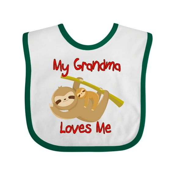 Inktastic My Grandma Loves Me Sloth Boys or Girls Baby Bib