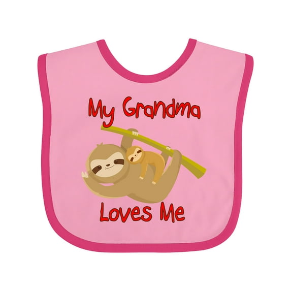 Inktastic My Grandma Loves Me Sloth Boys or Girls Baby Bib