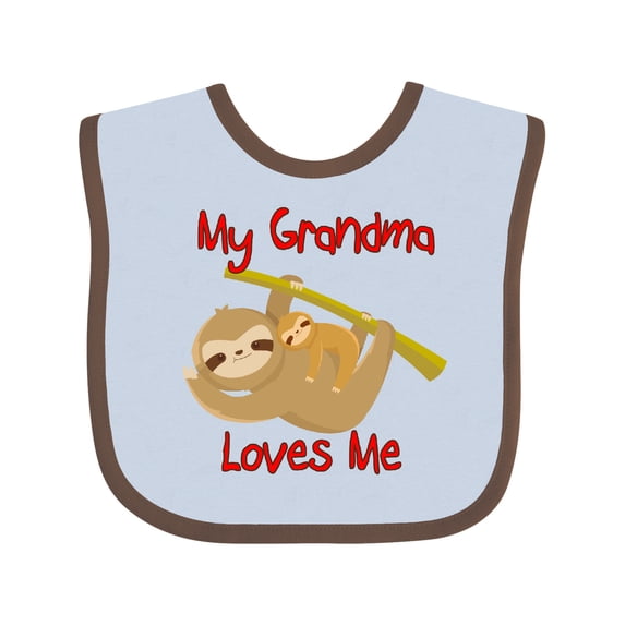 Inktastic My Grandma Loves Me Sloth Boys or Girls Baby Bib