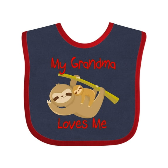 Inktastic My Grandma Loves Me Sloth Boys or Girls Baby Bib