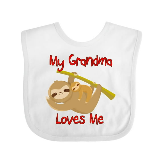 Inktastic My Grandma Loves Me Sloth Boys or Girls Baby Bib