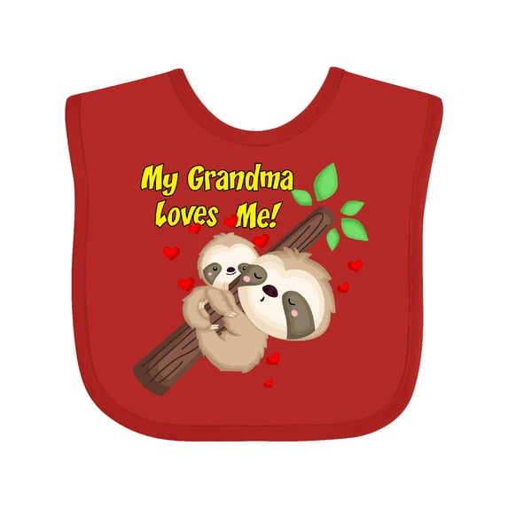 Inktastic My Grandma Loves Me Sloth Boys or Girls Baby Bib