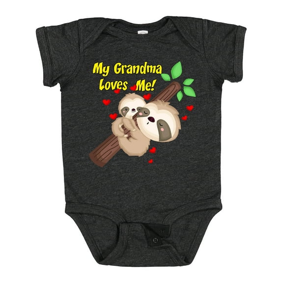 Inktastic My Grandma Loves Me Sloth Boys or Girls Baby Bodysuit