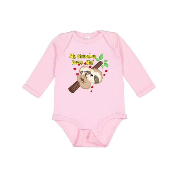 Inktastic My Grandma Loves Me Sloth Boys or Girls Long Sleeve Baby Bodysuit