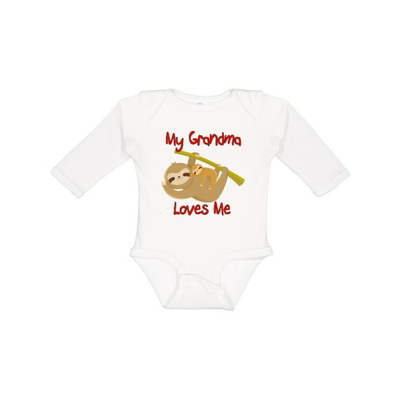 Inktastic My Grandma Loves Me Sloth Boys or Girls Long Sleeve Baby Bodysuit