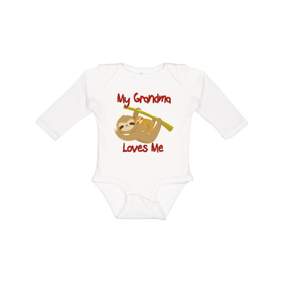 Inktastic My Grandma Loves Me Sloth Boys or Girls Long Sleeve Baby Bodysuit