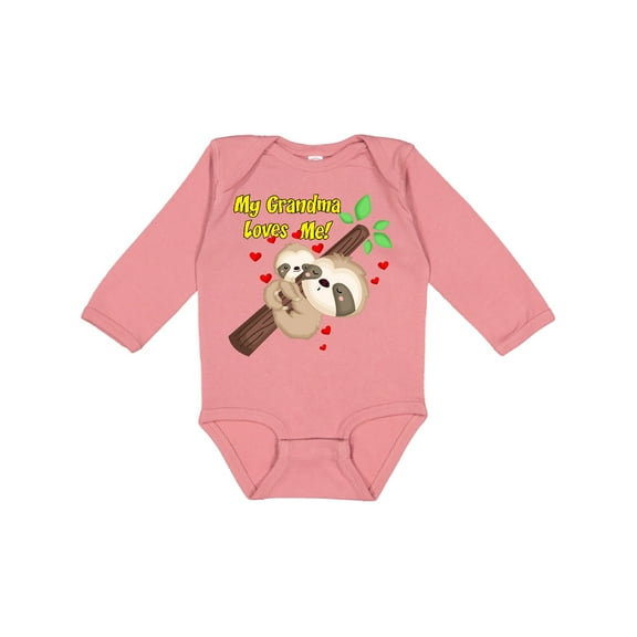 Inktastic My Grandma Loves Me Sloth Boys or Girls Long Sleeve Baby Bodysuit
