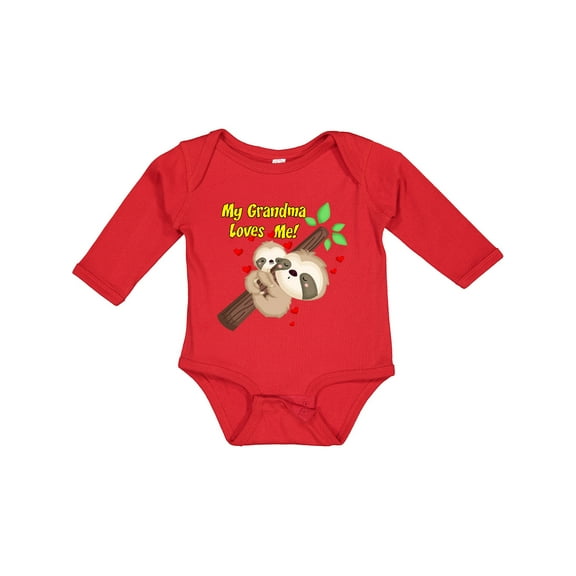 Inktastic My Grandma Loves Me Sloth Boys or Girls Long Sleeve Baby Bodysuit