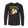 thumbnail image 1 of Inktastic My Grandma Loves Me Sloth Long Sleeve Youth T-Shirt, 1 of 5