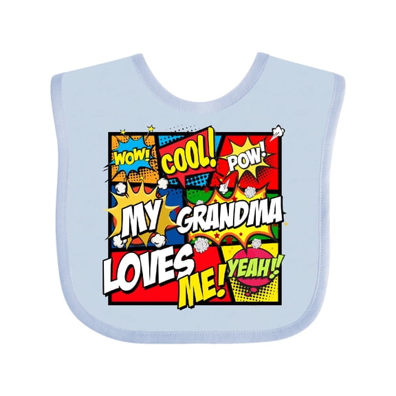 Inktastic My Grandma Loves Me Superhero Boys or Girls Baby Bib