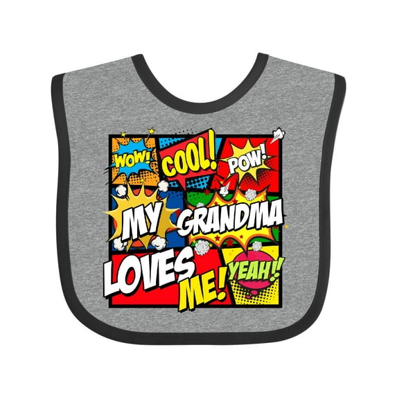 Inktastic My Grandma Loves Me Superhero Boys or Girls Baby Bib