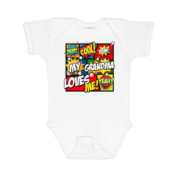 Inktastic My Grandma Loves Me Superhero Boys or Girls Baby Bodysuit