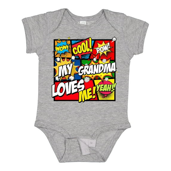 Inktastic My Grandma Loves Me Superhero Boys or Girls Baby Bodysuit