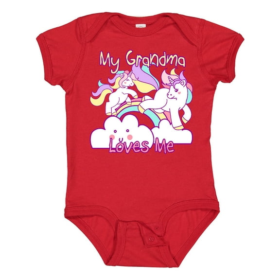 Inktastic My Grandma Loves Me Unicorn Girls Baby Bodysuit
