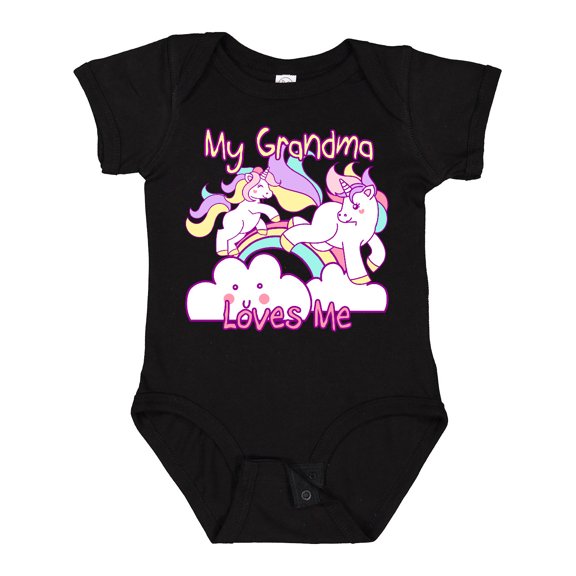 Inktastic My Grandma Loves Me Unicorn Girls Baby Bodysuit