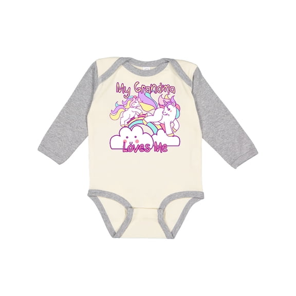 Inktastic My Grandma Loves Me Unicorn Girls Long Sleeve Baby Bodysuit