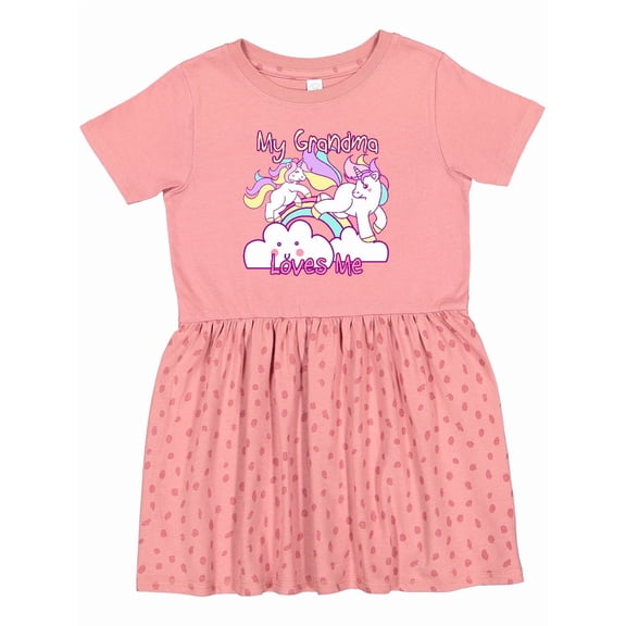 Inktastic My Grandma Loves Me Unicorn Girls Toddler Dress