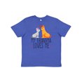 thumbnail image 1 of Inktastic My Grandma Loves Me Youth T-Shirt, 1 of 5
