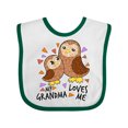 thumbnail image 1 of Inktastic My Grandma Loves Me Cute Owl Family Boys or Girls Baby Bib, 1 of 4