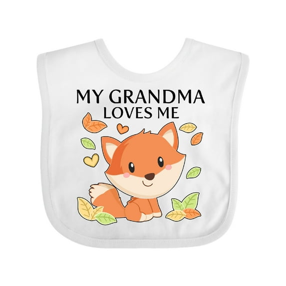 Inktastic My Grandma Loves Me- little fox Boys or Girls Baby Bib