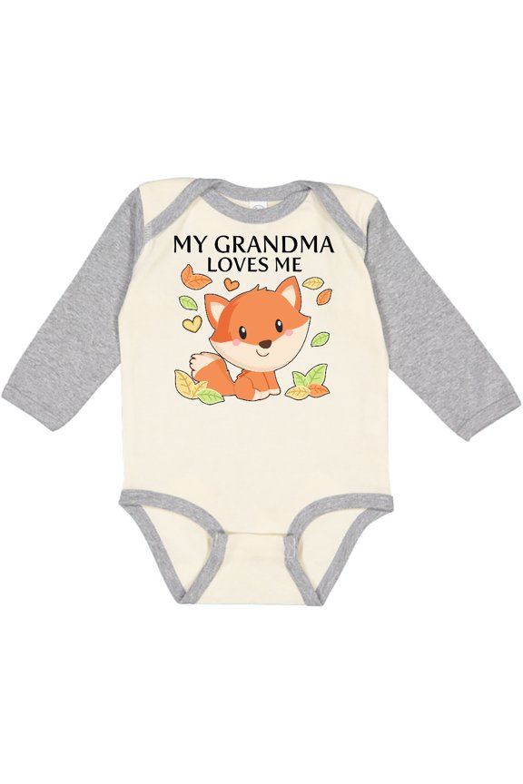 My Grandma Loves Me- little fox Boys or Girls Long Sleeve Baby Bodysuit