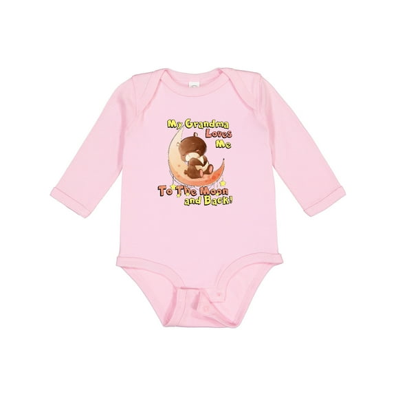 Inktastic My Grandma Loves Me to the Moon and Back Boys or Girls Long Sleeve Baby Bodysuit