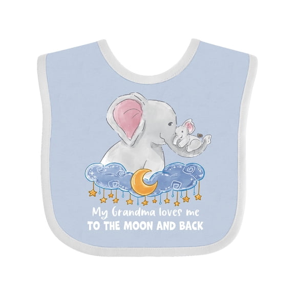 Inktastic My Grandma Loves Me to the Moon and Back Elephant Family Boys or Girls Baby Bib